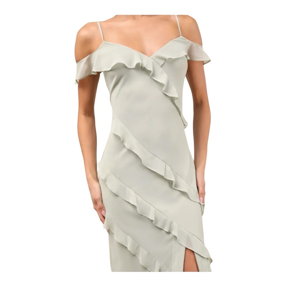 Lulu's Elara Light Sage Ruffled Maxi Dress - Picture 4 of 7